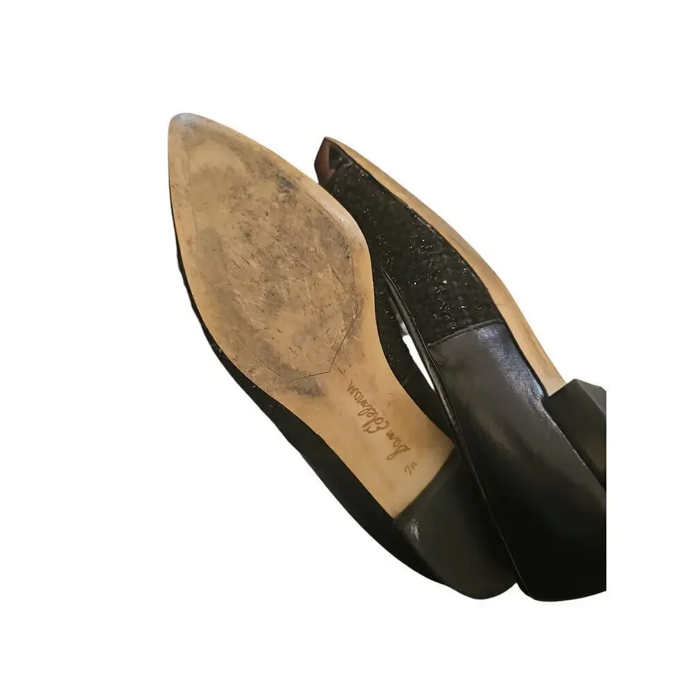 Sam Edelman Lilly sz 7.5 point toe patent leather tweed flats dress shoes SH207